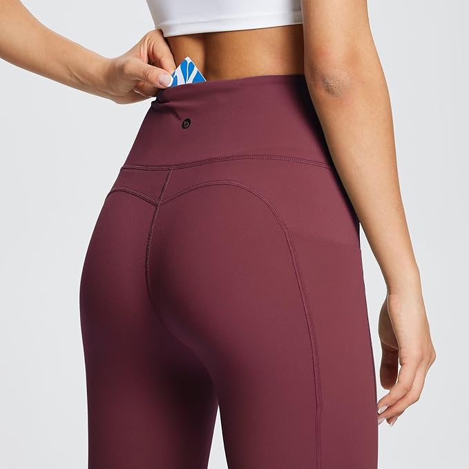 BALEAF Women's Leggings with Pockets Black Tummy Control Workout High Waisted Athletic 7/8 Ultra Soft Gym Yoga Ankle Pants