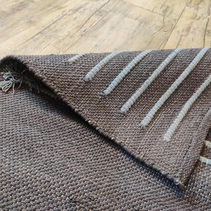 Indian Handmade100 % Organic Anti Skid Multi Colour Cotton Yoga Mat - Eco-Friendly Hand-Woven Rug - Non-Slip & Thick (24”x72”x5mm) for Hot yoga & Everyday Fitness at Home - Comfortable & Foldable Extra-Long Mat