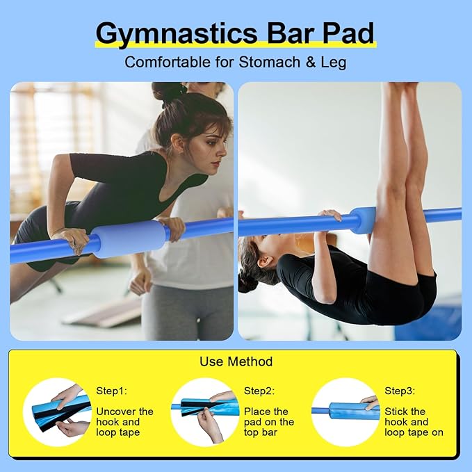 Safly Fun Foldable Gymnastics Bar for Kids, Adjustable 35"-51", Sturdy 145 lbs Capacity, Easy-to-Assemble, Gymnastics Equipment for Kids for Indoor/Outdoor Training