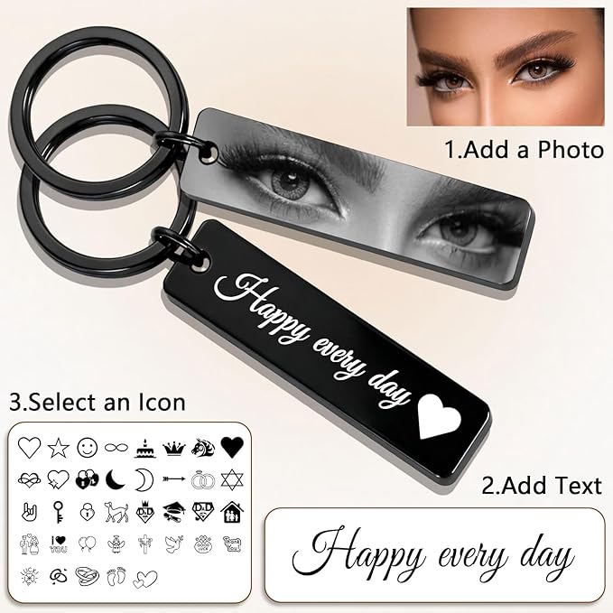 Customized Double Sided Keychain - Personalized Engraved Text/Number/Name Keychain, Custom Key chain Gift for Boyfriend