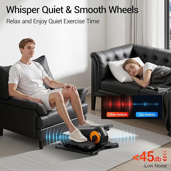 Under Desk Elliptical Machine, Electric Leg Exerciser as Seen on Tv for Seniors, Quiet Portable Seated Pedal Exerciser with Remote Control, 12 Speeds, Auto & HR Mode for Home Office