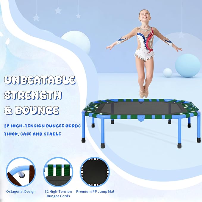Safly Fun Foldable Gymnastics Bar for Kids, Adjustable 35"-51", Sturdy 145 lbs Capacity, Easy-to-Assemble, Gymnastics Equipment for Kids for Indoor/Outdoor Training