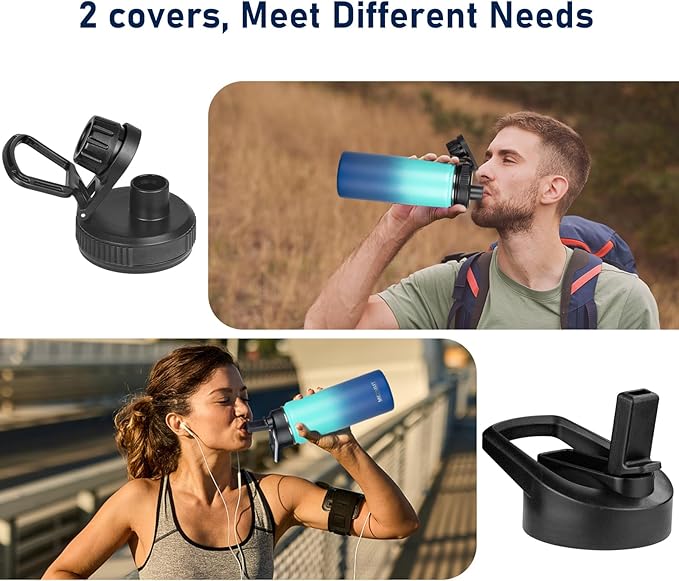 MEZMUT 18oz Insulated Water Bottle with Straw&2 Lids Stainless Steel Water Bottles Kids Metal Thermos Water Bottle Cup for School Vacuum Insulated Bottles Leak-Proof Travel Cup (Gradient Blue)
