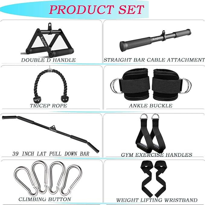 Cable Machine for Home Gym, Triceps Press Down Cable Machine attachments, LAT Pull Down attachments, Triceps Pull Down attachments, Fitness Equipment Cable Accessories.