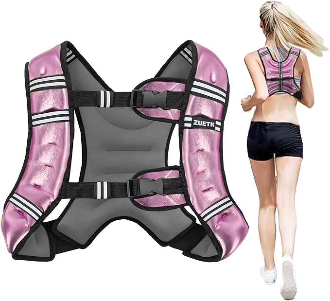 Weighted Vest, 6lb/8lb/12lb/16lb/20lb/25lb/30lb Weight Vest with Reflective Stripe, Weighted Vest for Men Women Workout Equipment for Strength Training, Running, Jogging, Fitness, Weight Loss