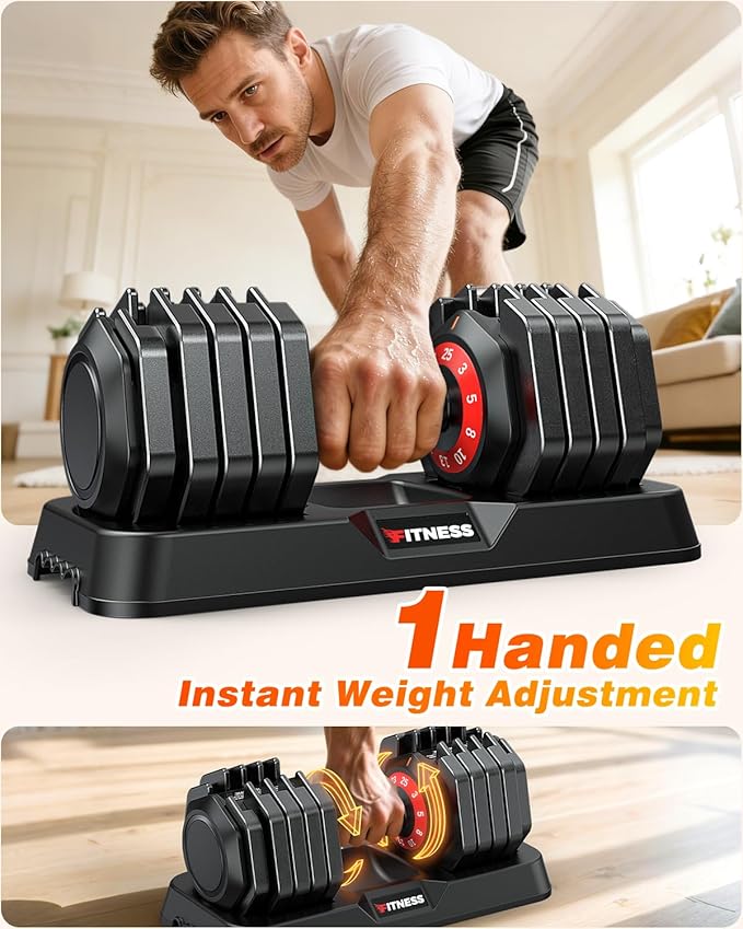 XDDIAS Adjustable Dumbbell Set of 2, 25/55/80LB Dumbbell Set-Fast Adjust Weights Set, 5/10/16 in 1 Free Weights Dumbbells Set with Anti-Slip Metal Handle, Compact Size for Men/Women Home Gym Equipment