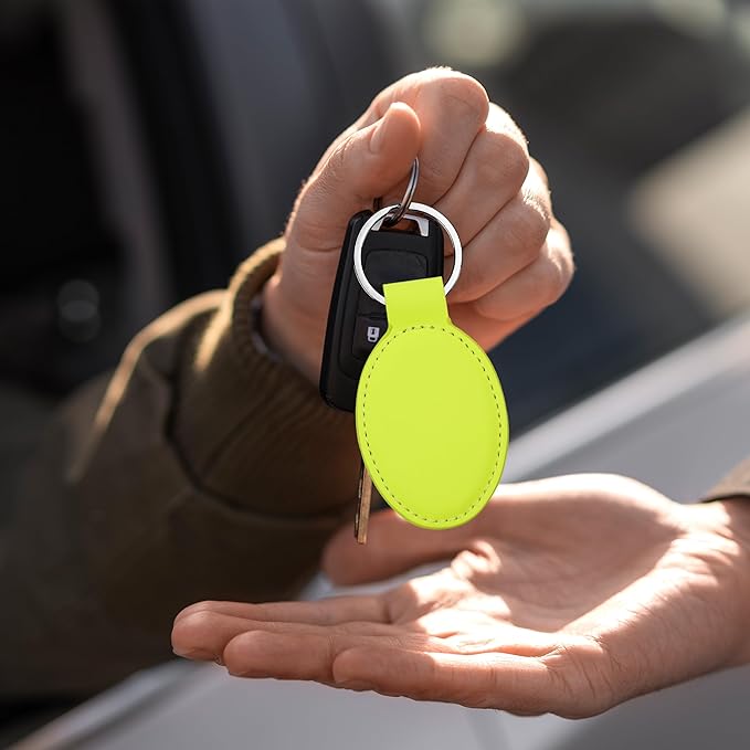 LaserGram Oval Keychain, Baseball Ball, Personalized Engraving Included (Neon Green)