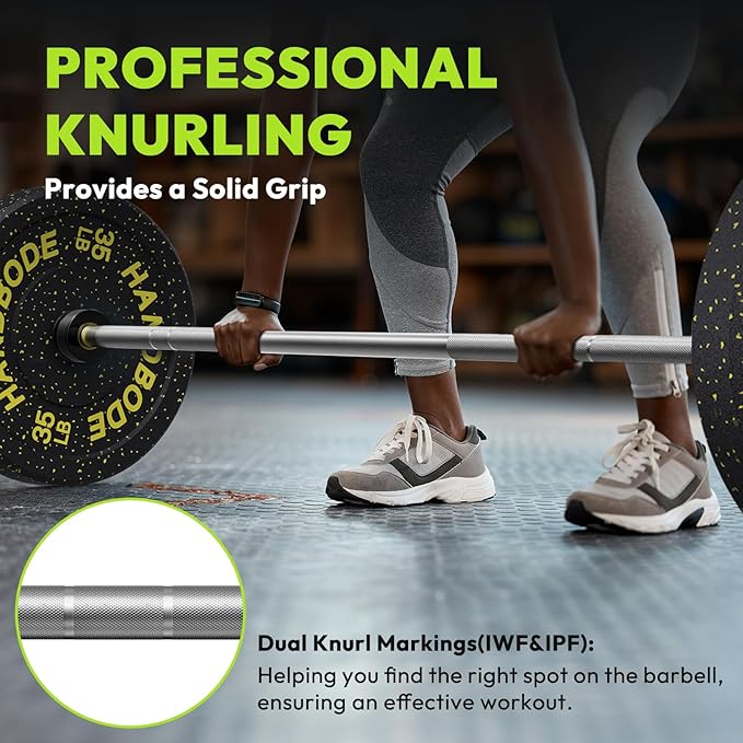 Olympic Barbell, 45lb/35lb 2-inch Weight Bar for Bench Press, 7ft/6.5ft Olympic Bar, 1000 lb/1500 lb High-Capacity, Hard Chrome, Knurled Grip, Strength Training Deadlift Weightlifting Squat