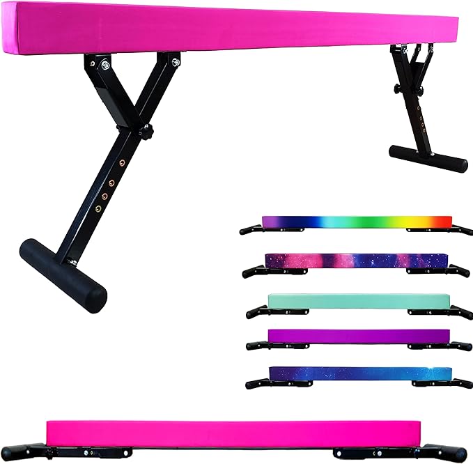 PreGymnastic 8FT Balance Beam, Raised Gymnastics Beam for Kids Ages 3-12, Home Gym Equipment for Training, Adjustable Balancing Beam Indoor, Off-Ground Competition Style