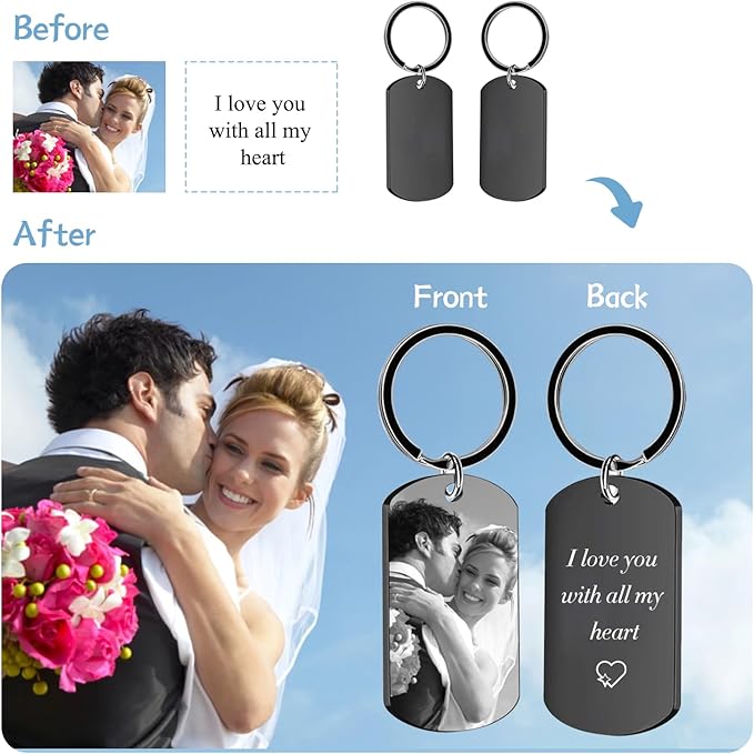 Customized Double Sided Keychain - Personalized Engraved Text/Number/Name Keychain, Custom Key chain Gift for Boyfriend