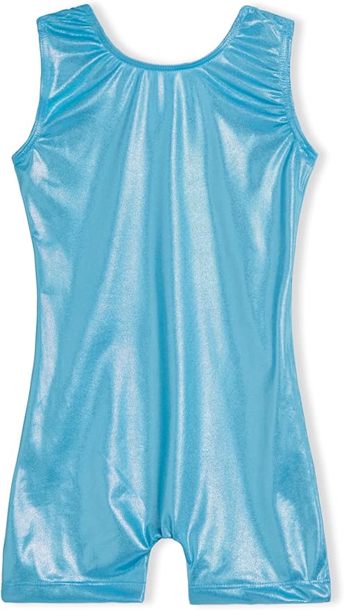 Domusgo Gymnastics Leotards for Girls Sparkly One-Piece Pro Kids Unitard Biketards with Shorts