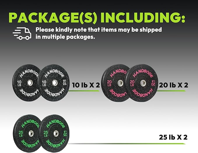 2-Inch Weight Plates High Bounce, Olympic Bumper Plate Set 45/100/160/190/260/300lb, Colored Weight Plates Set for Home Gym, Barbell Weights Rubber Strength Training Plate for Weight Lifting