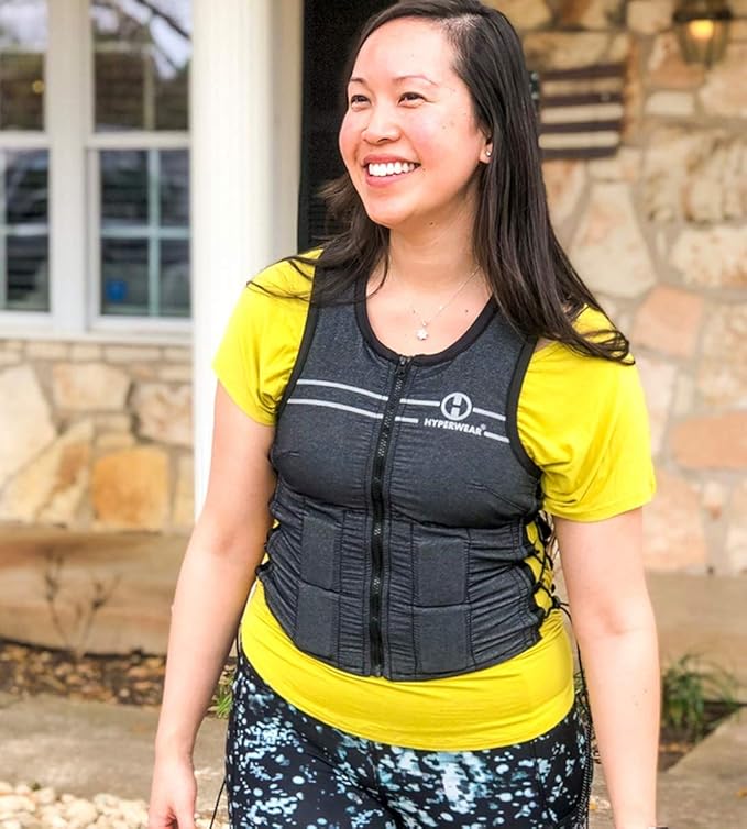 Hyperwear Hyper Vest FIT – Women’s Weighted Vest for Walking, Bone-Health Exercise, Osteoporosis & Osteopenia Workouts – Comfortable, Breathable, Machine-Washable – 5 lb or 10 lb – Carbon Black / Glacier Blue / Crimson Red