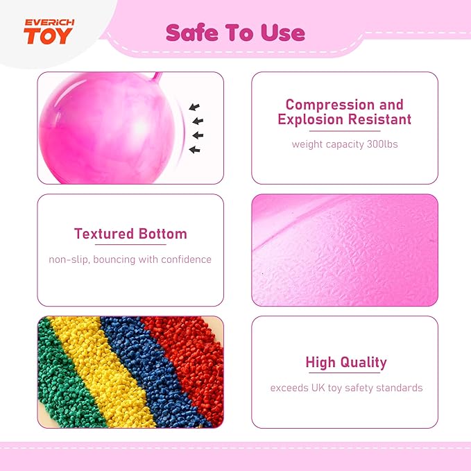 EVERICH TOY Hopper Ball for Kids, 18In Ride On Bouncy Ball with Handle, Purple Pink Clouds Girls Toys for Indoor Outdoor Active Play Toys, Best Christmas Girls Boys Gifts for 4 5 6 7 8 Yr Old