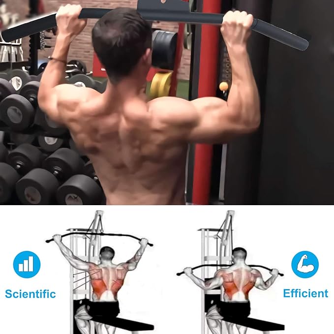 Cable Machine Lat Pulldown Attachments - 29/39/48 Inch Wide Grip Bar with Non-slip Handle for Home Gym Tricep Training