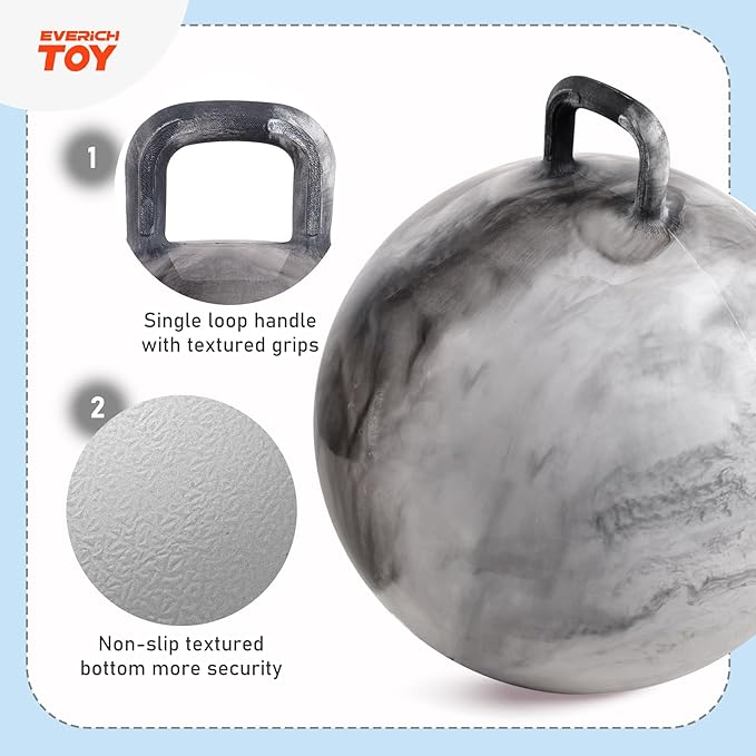 EVERICH TOY Hopper Ball for Kids, 18In Ride On Bouncy Ball with Handle, Grey Clouds Boys Girls Toys for Indoor Outdoor Active Play Toys, Best Christmas Boys Girls Gifts for 4 5 6 7 8 Yr Old
