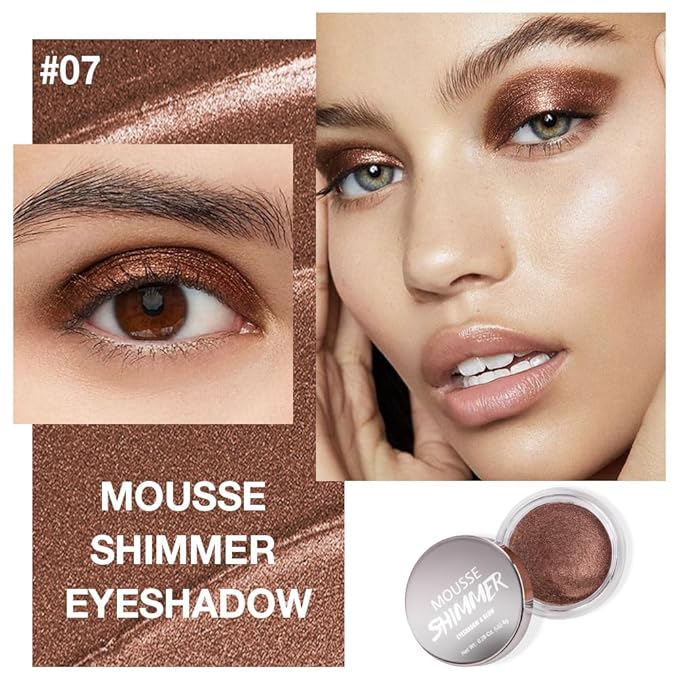 Cream Glitter Brown Shimmer Metallic Eyeshadow Palette Makeup, Natural Single Mini Instant Holographic Eyeshadow For Older Women, Sombras Crema Para Ojos, Talc, Paraben & Cruelty Free