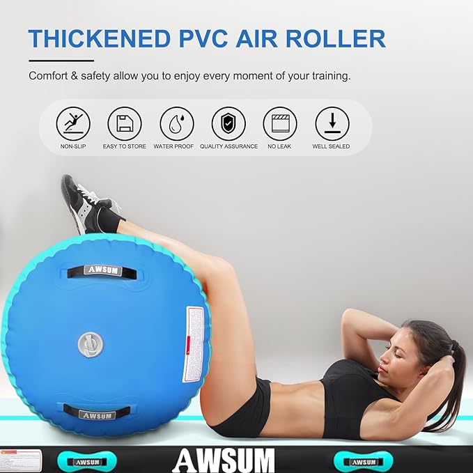 AWSUM Air Roller Gymnastics Barrel Inflatable Tumbling Mat Back Handspring Trainer for Octagon Mat Gym Home Gymnastics Equipment 1PCS，No Electric Pump