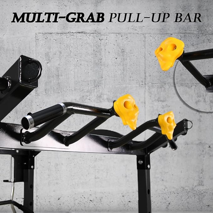 ToughFit 2024 Upgraded T2 Power Cage Muti-Function Power Rack with LAT Pulldown System Squat Rack with Weights and Bar Set for Home Gym with Unique Training Attachment