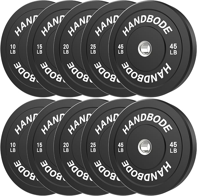 2-Inch Weight Plates High Bounce, Olympic Bumper Plate Set 45/100/160/190/260/300lb, Colored Weight Plates Set for Home Gym, Barbell Weights Rubber Strength Training Plate for Weight Lifting