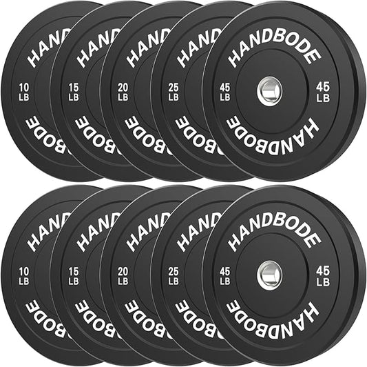 2-Inch Weight Plates High Bounce, Olympic Bumper Plate Set 45/100/160/190/260/300lb, Colored Weight Plates Set for Home Gym, Barbell Weights Rubber Strength Training Plate for Weight Lifting