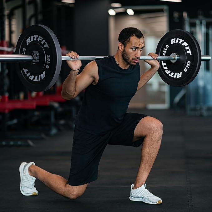 RITFIT 7FT Olympic Barbell for Strength and Weightlifting Training - 2 Inch Olympic Bar for Squat, Deadlift, Bench Press, Curl, Overhead Press - 600lbs/1000lbs/1200lbs Capacity