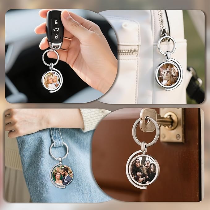 Hiyong Personalized Keychain Custom Photo Keyring Customized Gifts for Men Custom Keychain with Your Photo Logo or Text