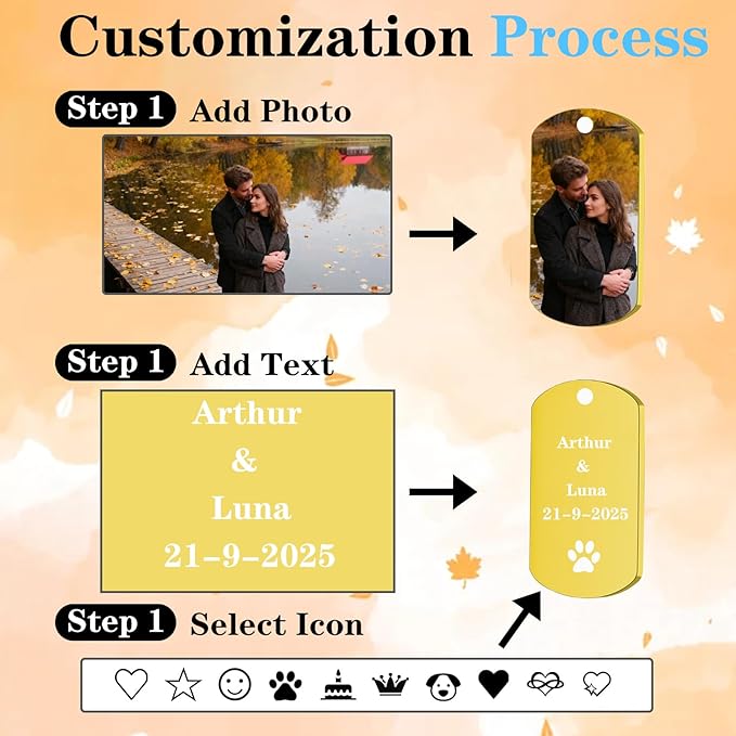 Hiyong Personalized Keychain Custom Photo Keyring Customized Gifts for Men Custom Keychain with Your Photo Logo or Text