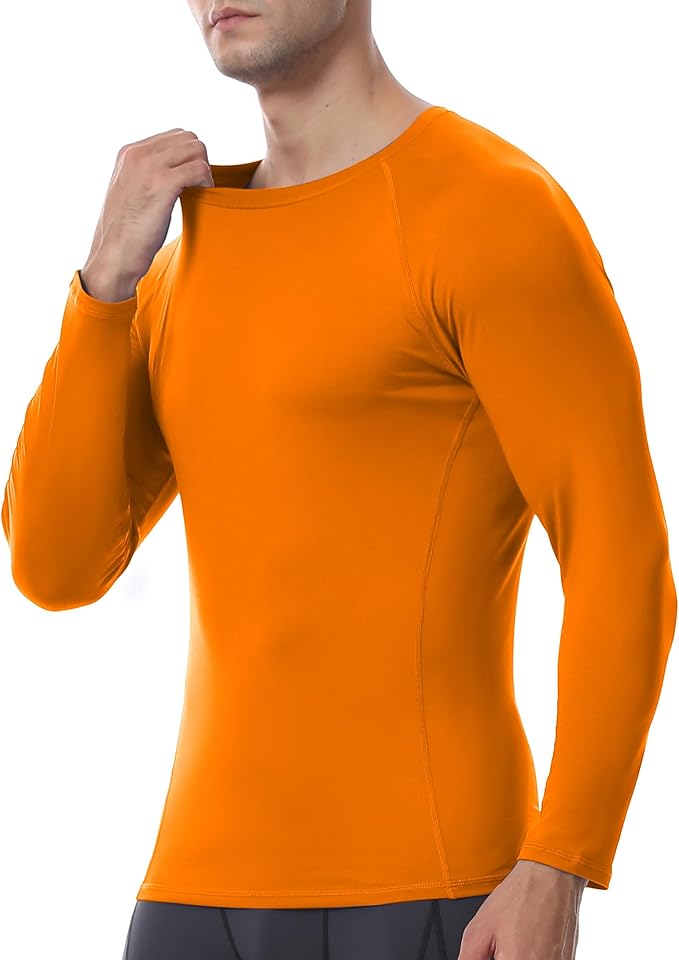 Men's Long Sleeve Compression Shirt, Quick Dry Athletic Base Layer Top, Skins Fit Football Running Workout Undershirt
