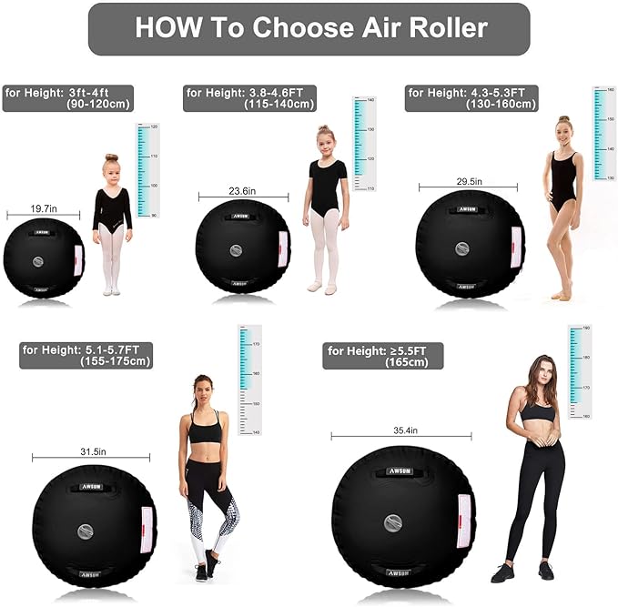 AWSUM Air Roller Gymnastics Barrel Inflatable Tumbling Mat Back Handspring Trainer for Octagon Mat Gym Home Gymnastics Equipment 1PCS，No Electric Pump