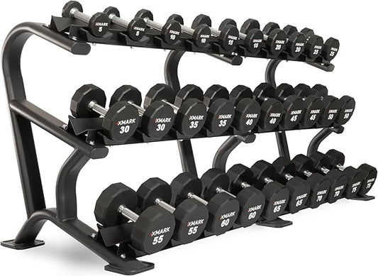 XMARK Dumbbell Weights Sets, 5-50lb and 5-75lb Dumbbell Sets, No Odor, Urethane Dumbbells, Commercial Gym and Home Gym Equipment
