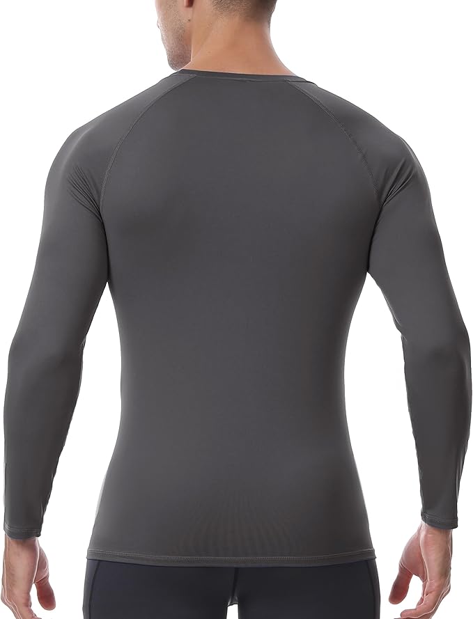 Men's Long Sleeve Compression Shirt, Quick Dry Athletic Base Layer Top, Skins Fit Football Running Workout Undershirt