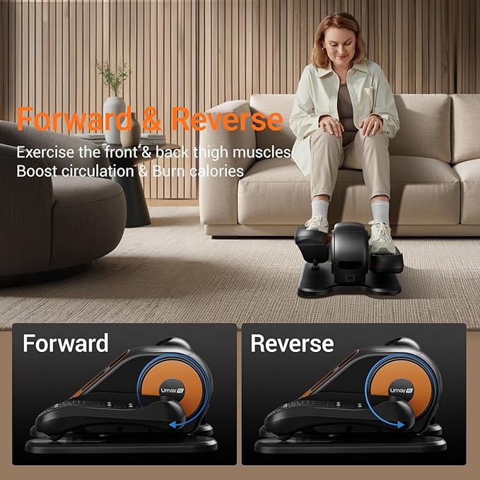Under Desk Elliptical Machine, Electric Leg Exerciser for Seniors, Quiet & Portable Electric Seated Eclipse Exercise Training Machine with Remote, 12 Speeds & Mute Function, Manual & Auto Mode