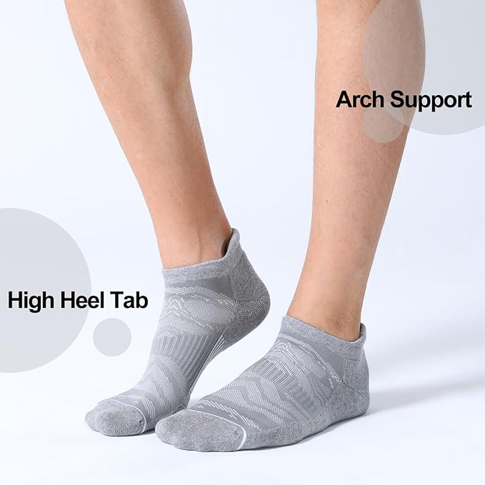 FITRELL Men's 6 Pack Ankle Running Socks Low Cut Cushioned Athletic Sports Socks 7-9/9-12/12-15