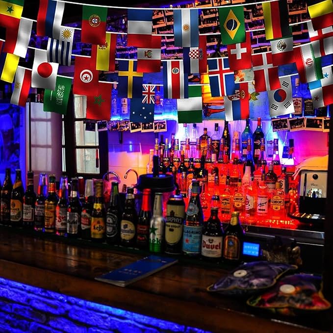 Flags Banner for World Cup 2026 Decorations, Flag Bunting for Olympic Decorations, 50 Countries Bunting Flags, 50 ft/15 m, International Flag for School, Office, Home, Stadium Decor (50)