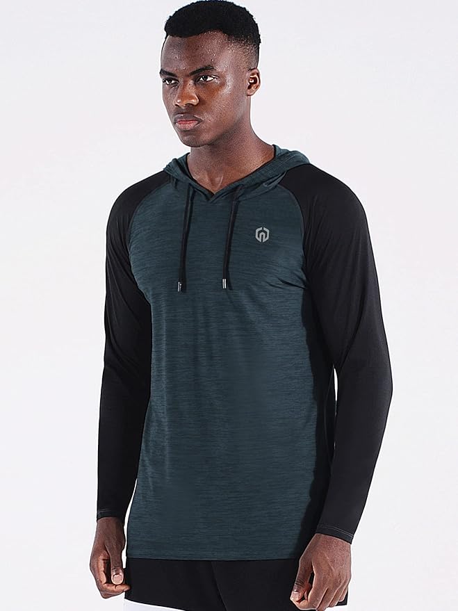 NELEUS Men's Dry Fit Athletic Shirt Workout Running Long Sleeve Shirts with Hoods