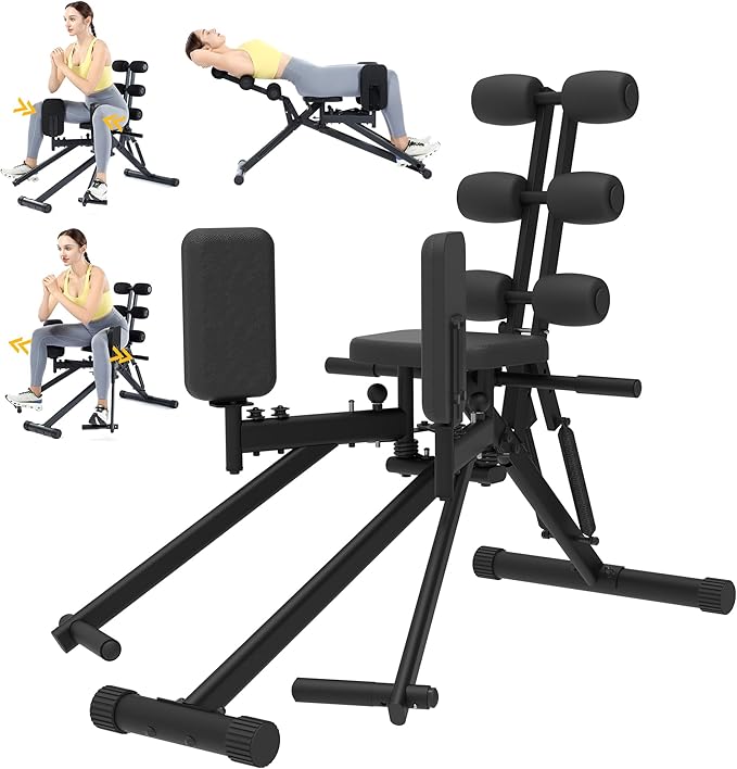 GuuG Hip Abductor Abduction Machine: Thigh Glute Workout Equipment Outer Thigh Sculpting Booty Builder Women Exercise Back Stretch Home Gym