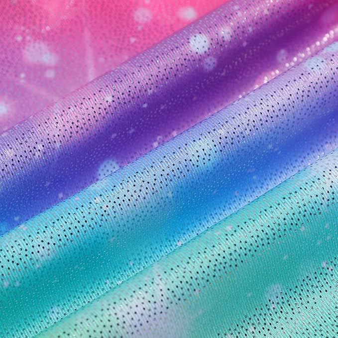 Leotards for Girls Gymnastics Toddler Dance Biketards Mermaid Unicorn Athletic Dance Wear Shiny Rainbow Blue Hotpink