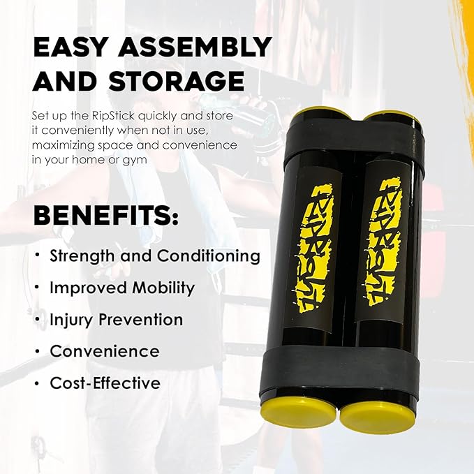 RipStick, Workout Equipment for Joint Rehab, Shoulder and Resistance Training, Muscle Building and Core Workout Equipment with 6 Adjustable Resistance Bands