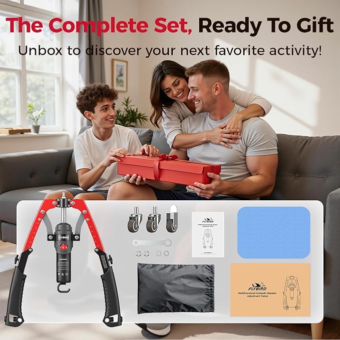 FLYBIRD Chest & Arm Twister & Core Trainer, Hydraulic Power CoreFlex Twister Chest Workout Equipment, 22-440lbs for Strength Trainer, 3-in-1 Chest Trainer with Ab Roller Wheel(Backpack &Pad Included)