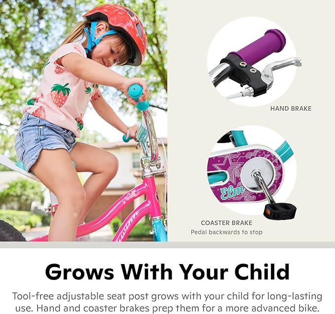 Schwinn Elm and Koen Bike or Balance Bike, 12-18 Inch Bike for Kids Ages 2-13, Black, Blue, Red, Teal, Pink or Purple, SmartStart Ergonomic Design, Adjustable Seat Grows with Child, Training Bicycle