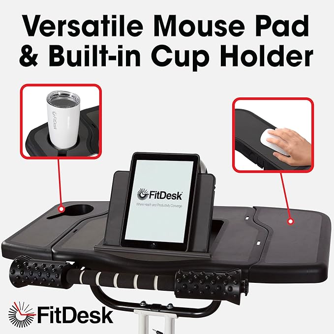 FitDesk Bike Desk 3.0 and Extension Kit Bundle - Adjustable Height Standing Desk Exercise Bike and Clamp-On Extender Attachment