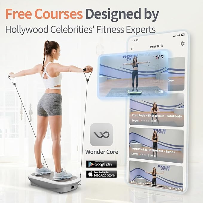 Wonder Core Rock N Fit - Vibration Plate Exercise Machine, Whole Body Vibration Platform with Seat, Body Shaker for Weight Loss, Lymphatic Drainage, Recovery, Home Fitness Equipment