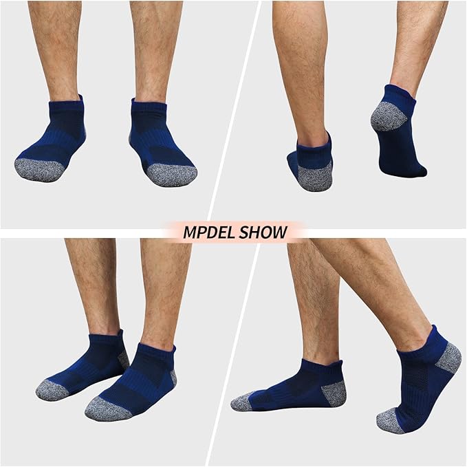 JOYNÉE Mens Ankle Athletic Low Cut Socks Running Sports Cushioned Sock for Men 6 Pack