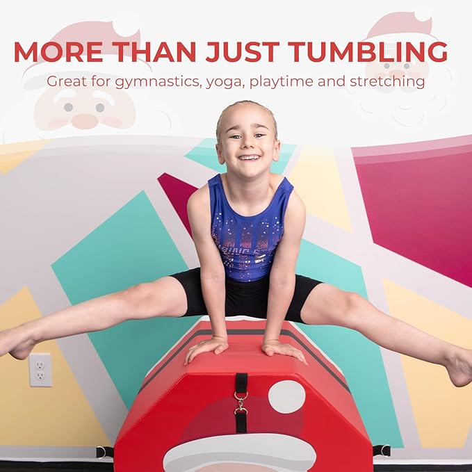 Kangaroo Hoppers Gymnastics Octagon Tumble Mat 24"x26" / 19"x23" with Carrying Handles, Somersault Backbend Tumbling Trainer for Home Gym Exercise