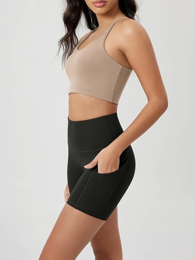 ODODOS Women's Tummy Control Biker Shorts 2.0 with Pockets High Waist Athletic Workout Yoga Shorts-3.5''/ 5"/ 8" / 10" Inseam