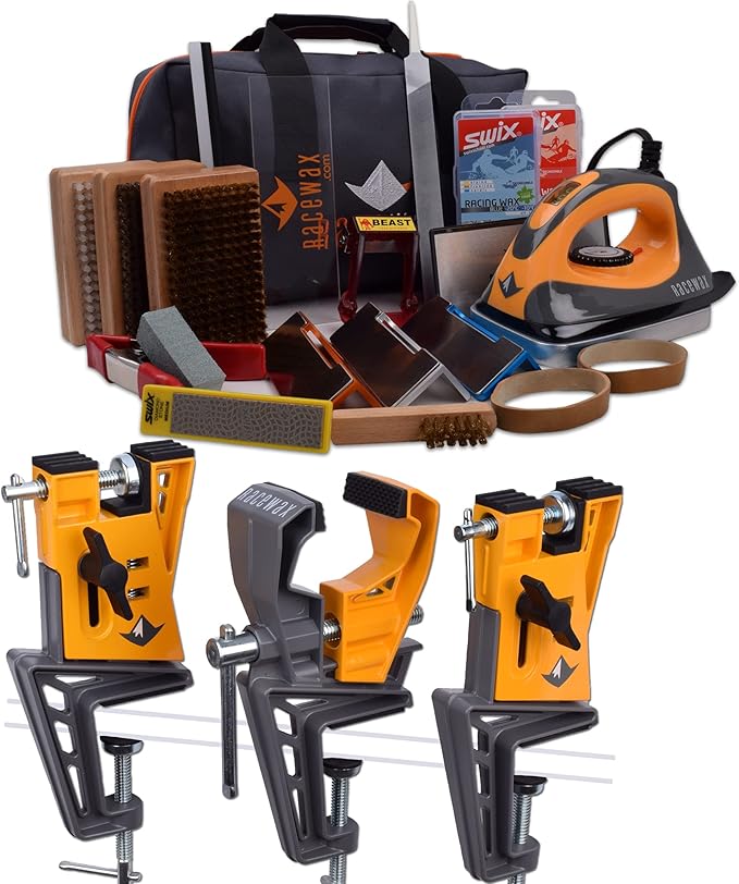 RaceWax Pro Tune Ski Wax Tuning Kit Plus All Metal World Cup Ski Vise - (ZS-7971)