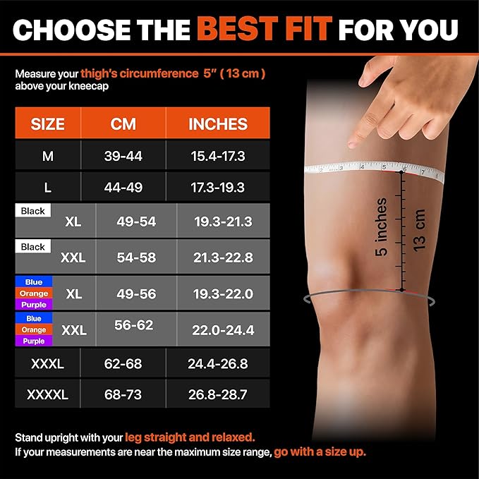 Knee Compression Sleeve, 2 Pack Knee Brace for Women Men Knee Pain Relief, Running Knee Support, Knee Braces for Meniscus Tear ACL Arthritis Recovery, Rodilleras para Gym Fitness (Black, Large)