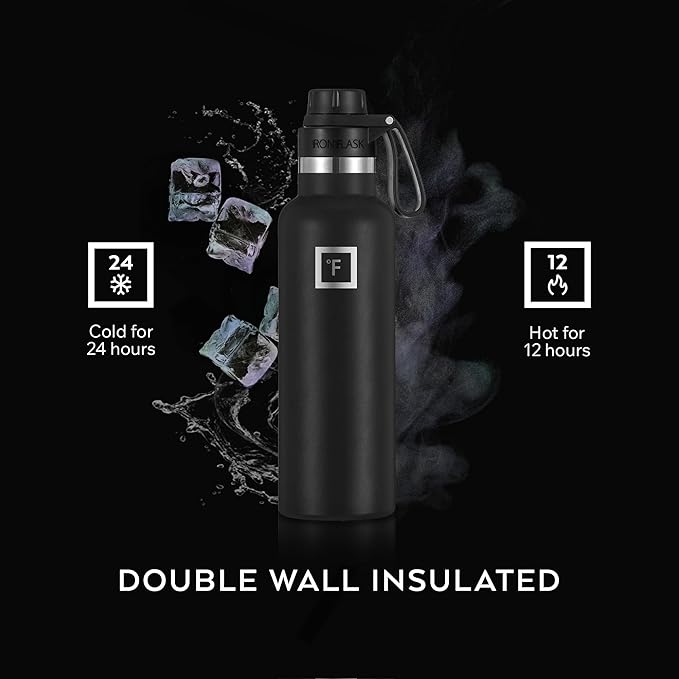 IRON °FLASK Camping & Hiking Hydration Flask with Spout, BPA-Free Insulated Stainless Steel Sports Water Bottle - 24 oz Sand