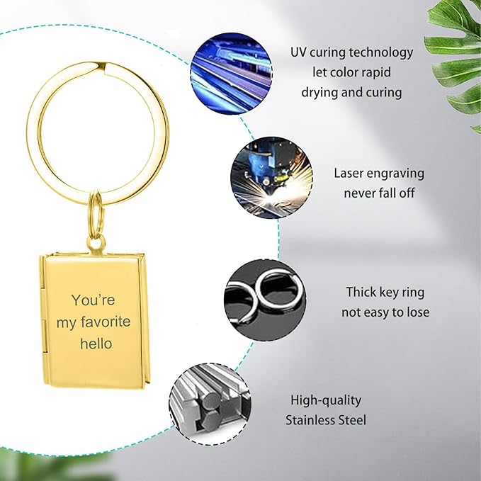 Hiyong Personalized Keychain Custom Photo Keyring Customized Gifts for Men Custom Keychain with Your Photo Logo or Text